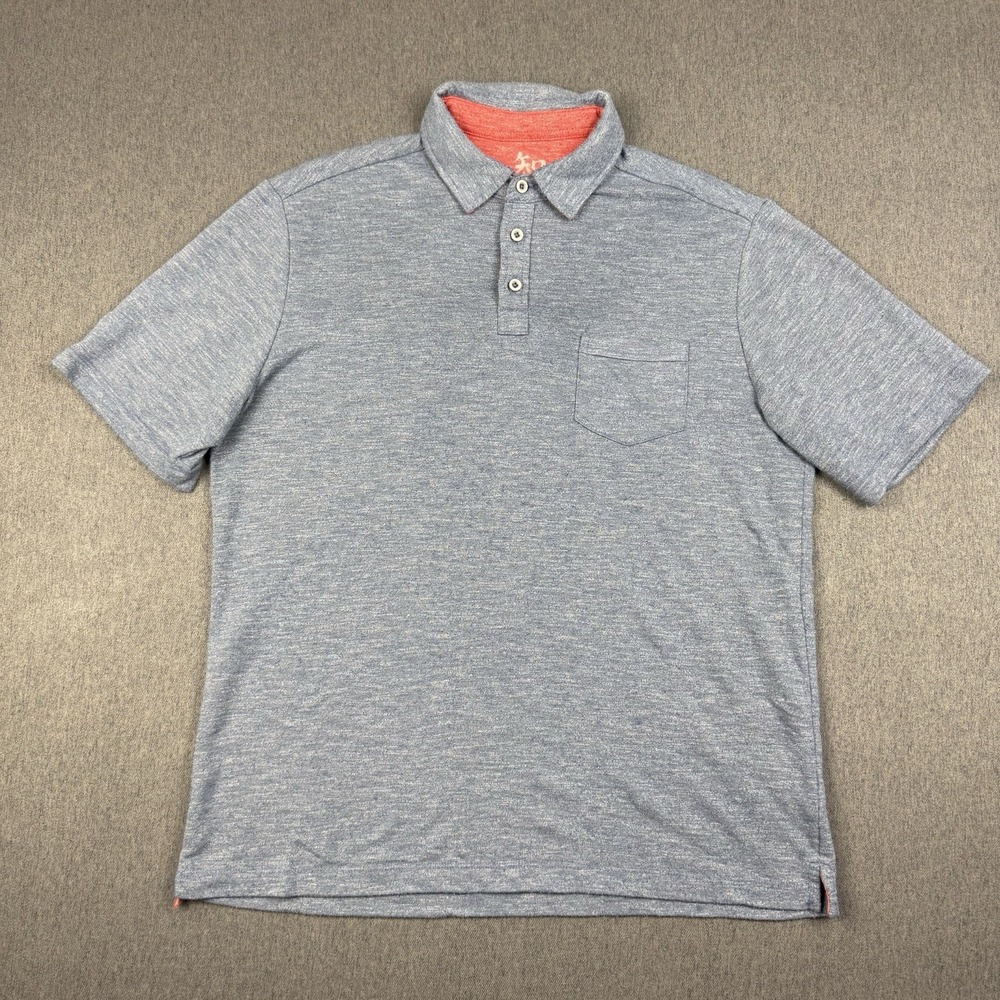 Age Of Wisdom Polo Mens Shirt Large Blue Heather Short Sleeve Pocket L